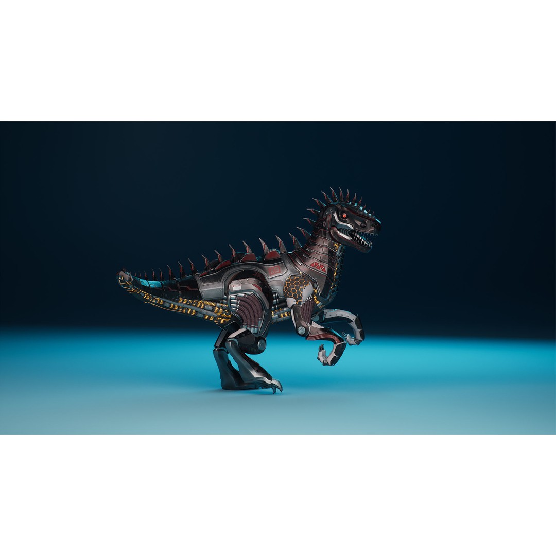 SciFi Dinosaur 3D Model – Low Poly Animated Character, FBX, PBR - View 13