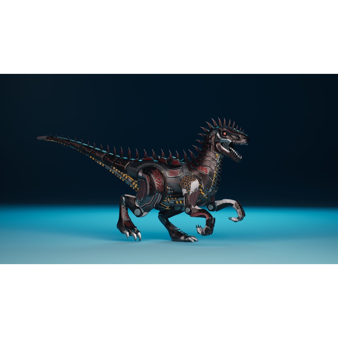 SciFi Dinosaur 3D Model – Low Poly Animated Character, FBX, PBR - View 14