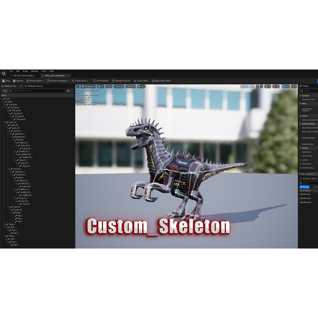 SciFi Dinosaur 3D Model – Low Poly Animated Character, FBX, PBR - View 15