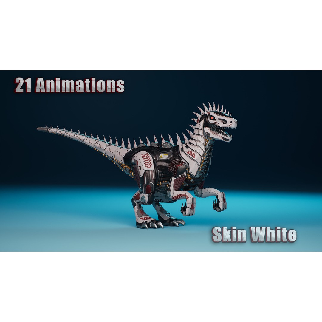 SciFi Dinosaur 3D Model – Low Poly Animated Character, FBX, PBR - View 16