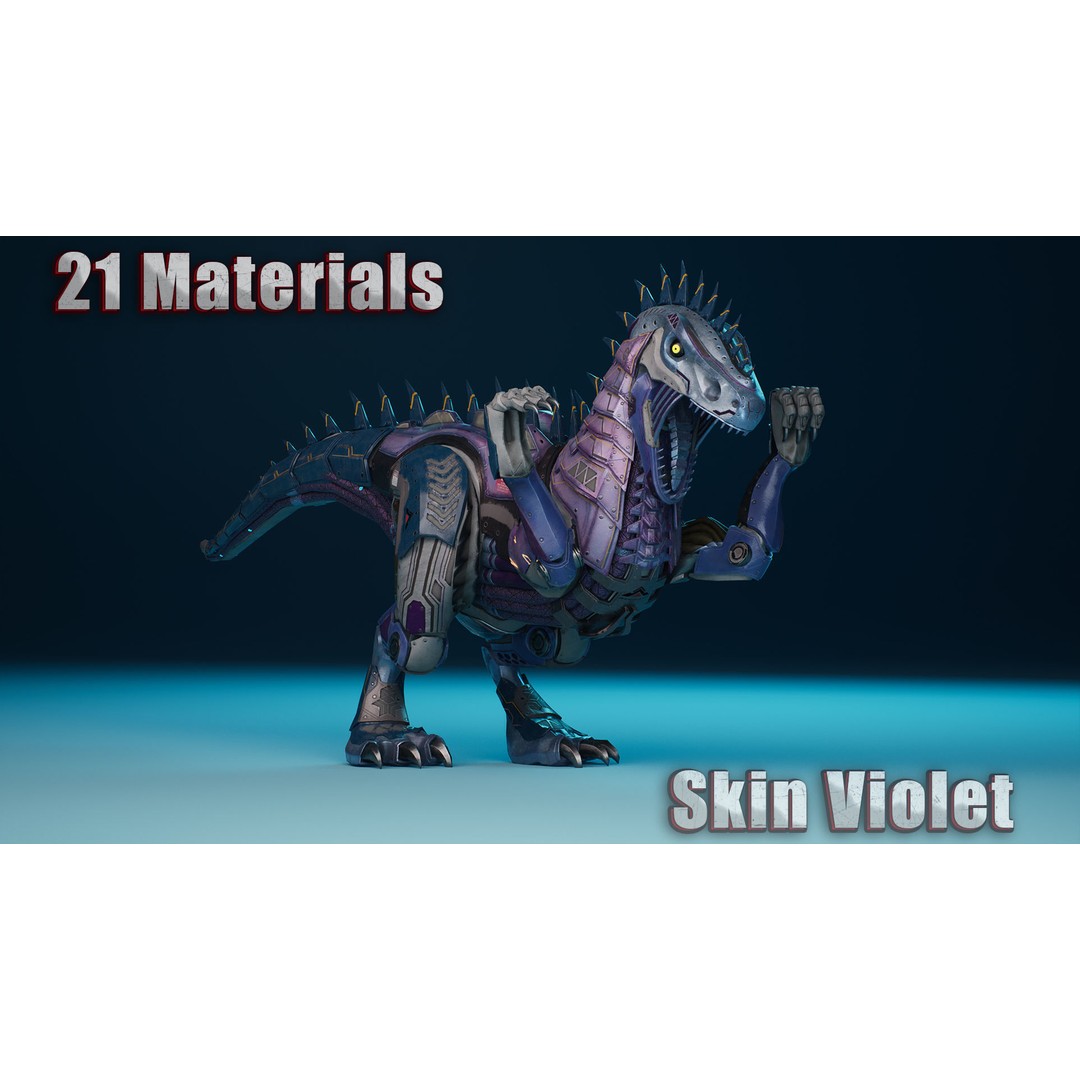 SciFi Dinosaur 3D Model – Low Poly Animated Character, FBX, PBR - View 17
