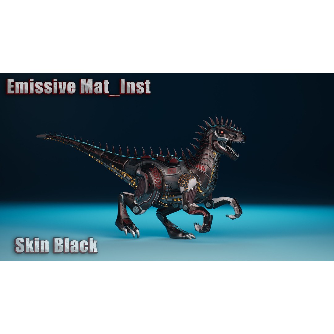 SciFi Dinosaur 3D Model – Low Poly Animated Character, FBX, PBR - View 18