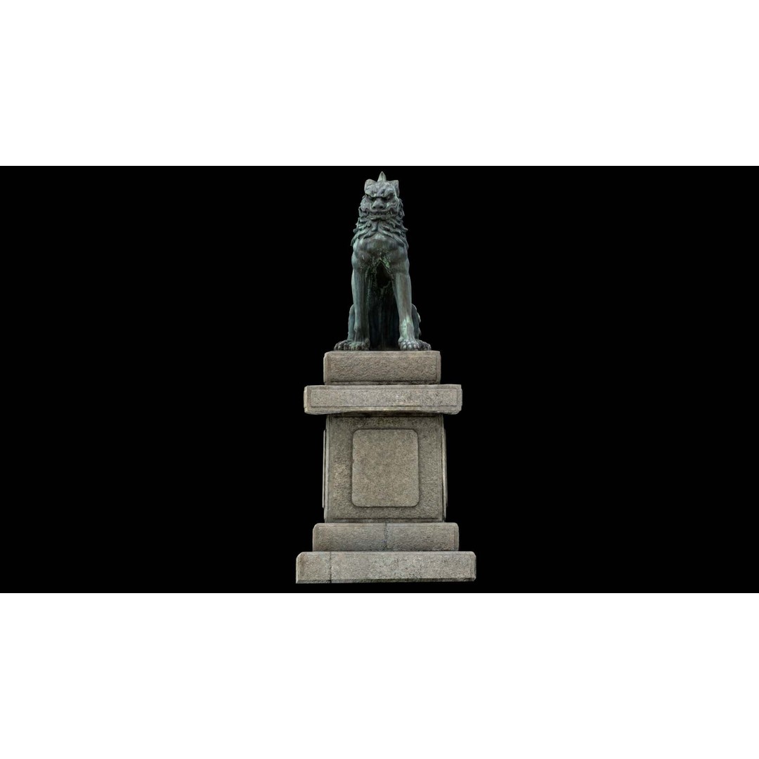 Japanese Animal Statue 3D Model – Photorealistic Stone Creature, FBX - View 10