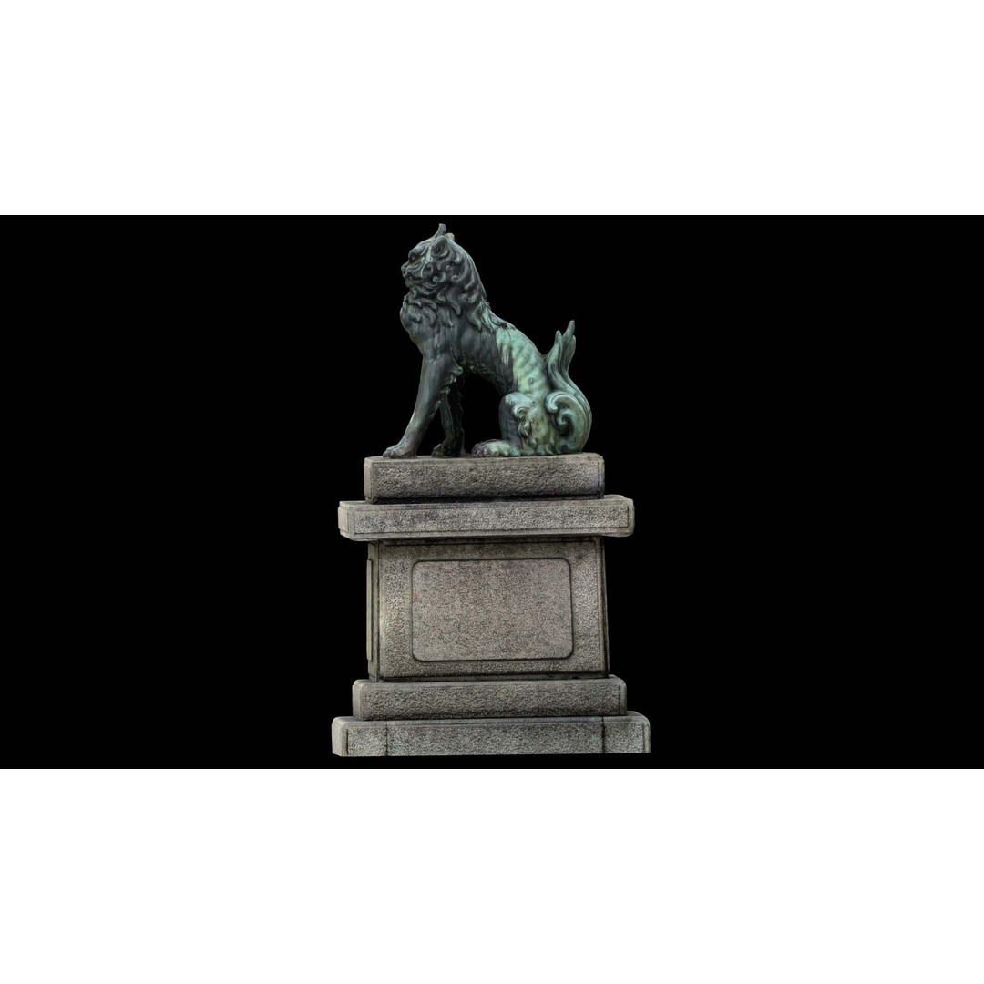 Japanese Animal Statue 3D Model – Photorealistic Stone Creature, FBX - View 11