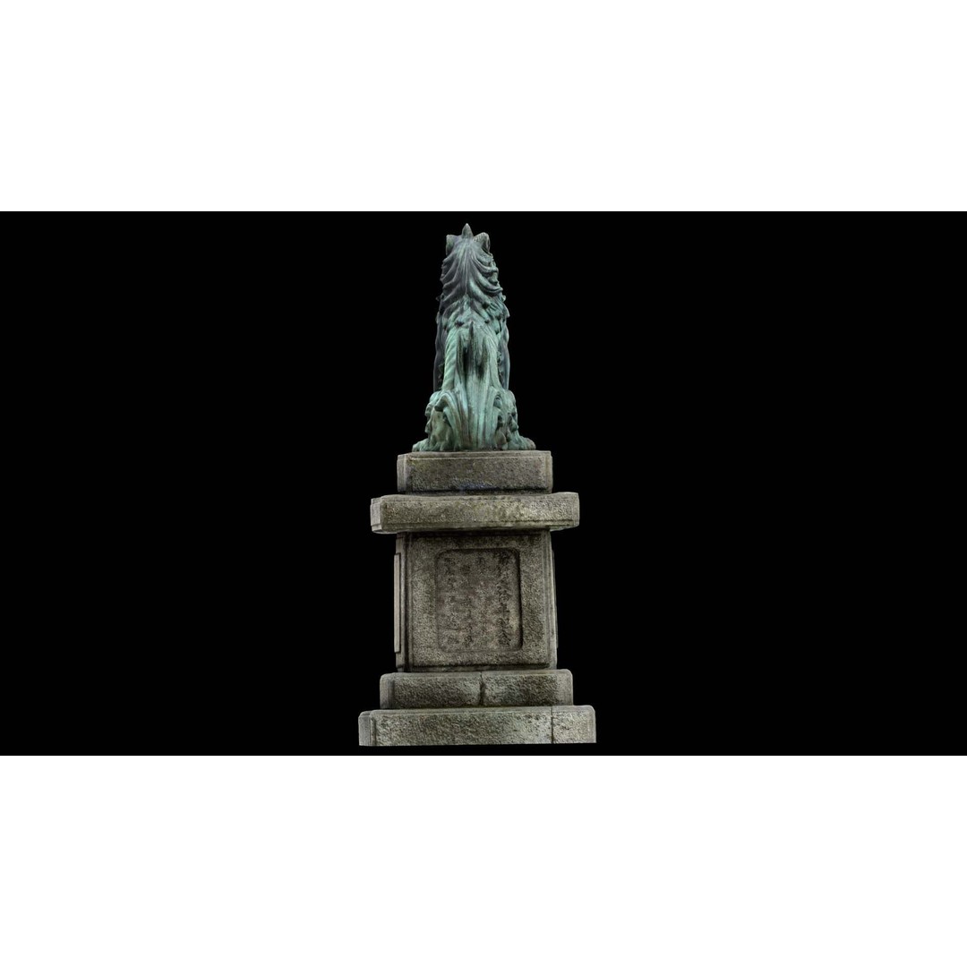 Japanese Animal Statue 3D Model – Photorealistic Stone Creature, FBX - View 12