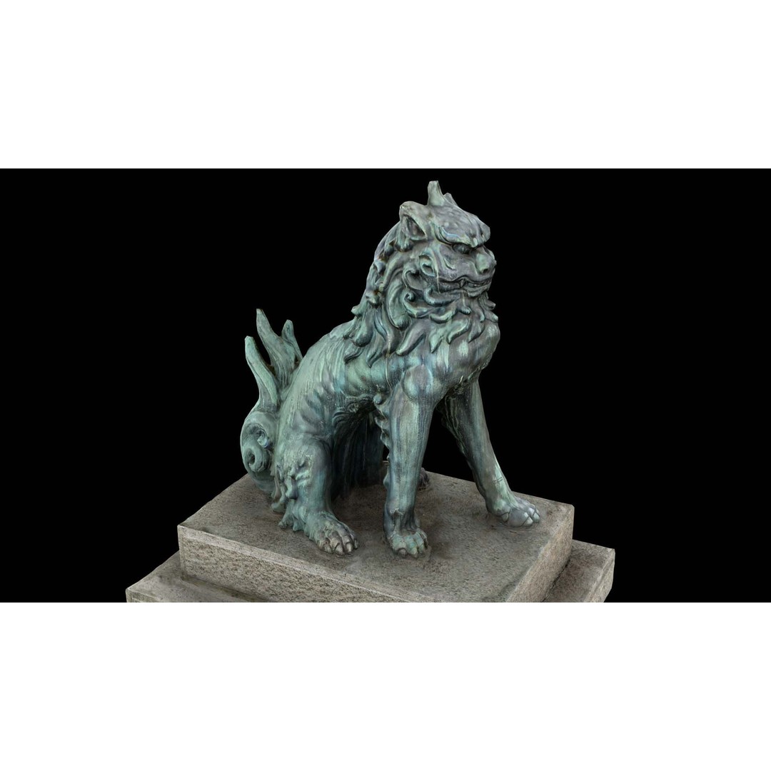 Japanese Animal Statue 3D Model – Photorealistic Stone Creature, FBX - View 14