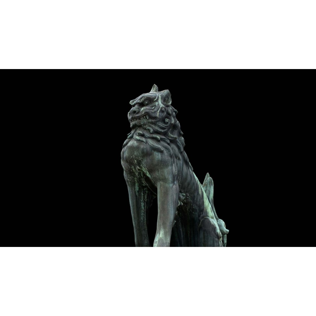 Japanese Animal Statue 3D Model – Photorealistic Stone Creature, FBX - View 15
