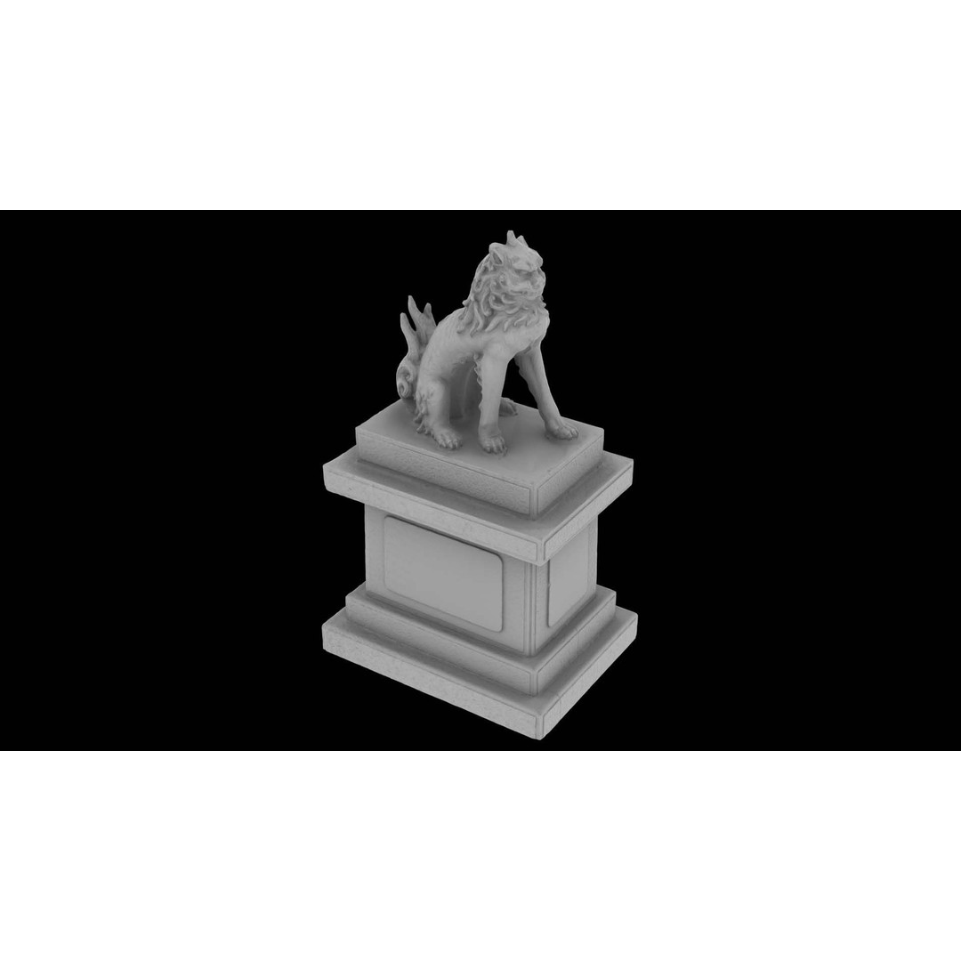 Japanese Animal Statue 3D Model – Photorealistic Stone Creature, FBX - View 16