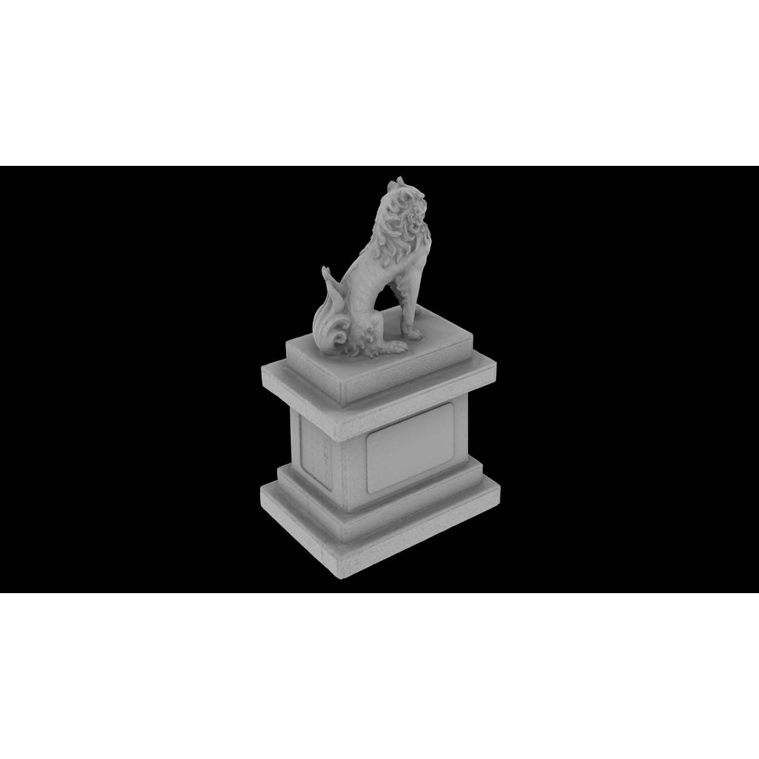 Japanese Animal Statue 3D Model – Photorealistic Stone Creature, FBX - View 17