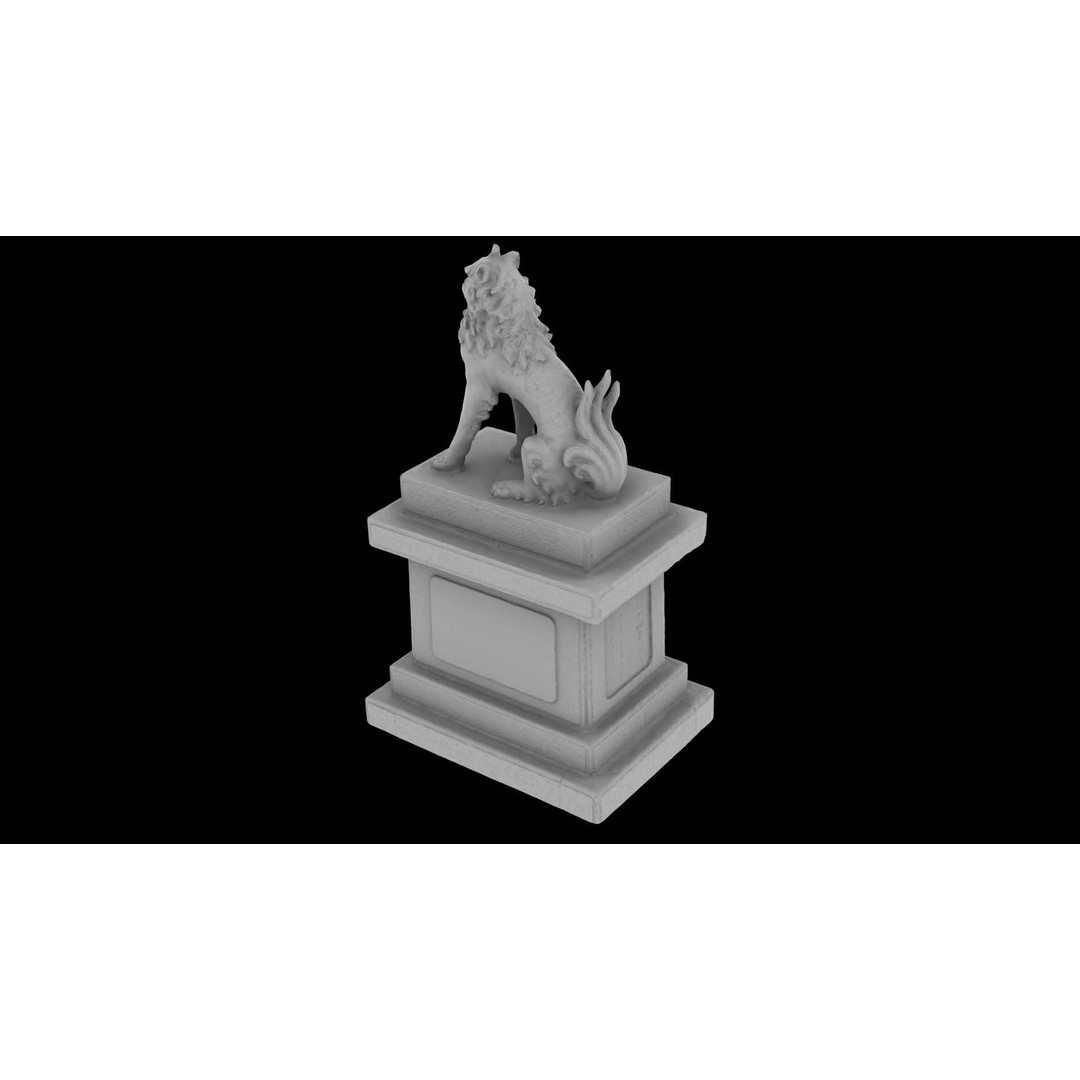 Japanese Animal Statue 3D Model – Photorealistic Stone Creature, FBX - View 18