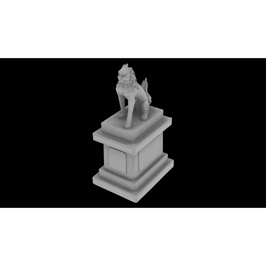 Japanese Animal Statue 3D Model – Photorealistic Stone Creature, FBX - View 19