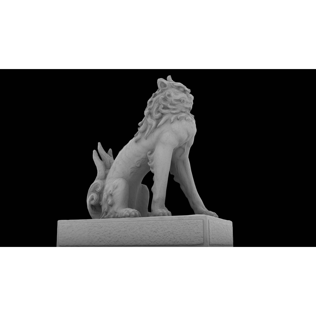 Japanese Animal Statue 3D Model – Photorealistic Stone Creature, FBX - View 20