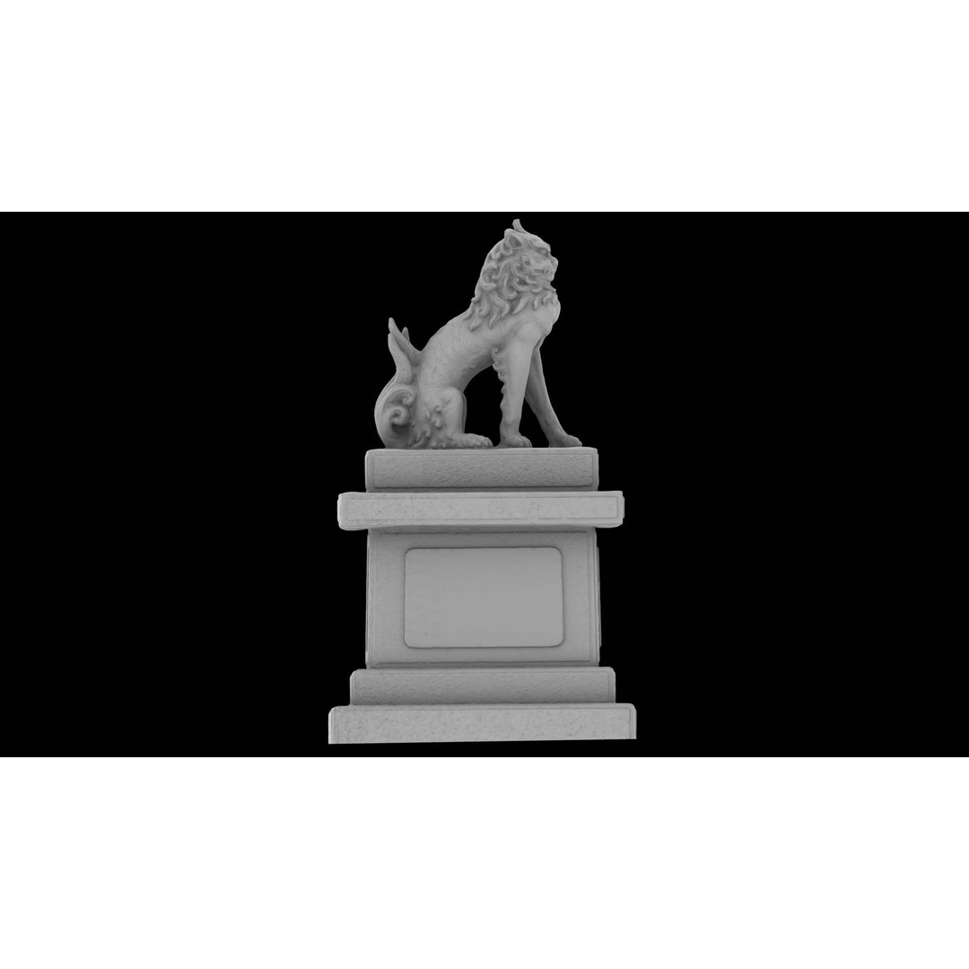 Japanese Animal Statue 3D Model – Photorealistic Stone Creature, FBX - View 22