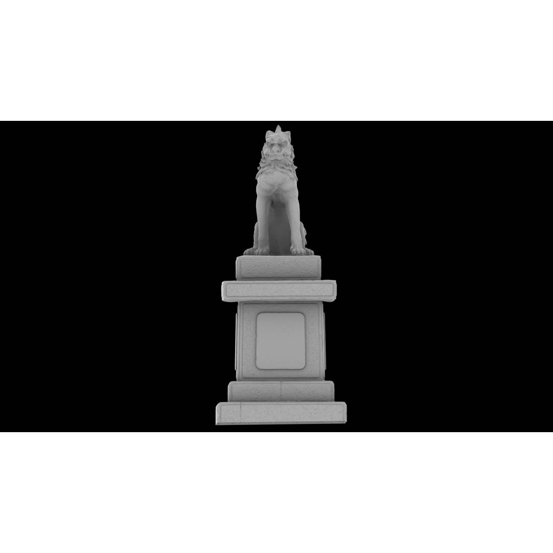 Japanese Animal Statue 3D Model – Photorealistic Stone Creature, FBX - View 23