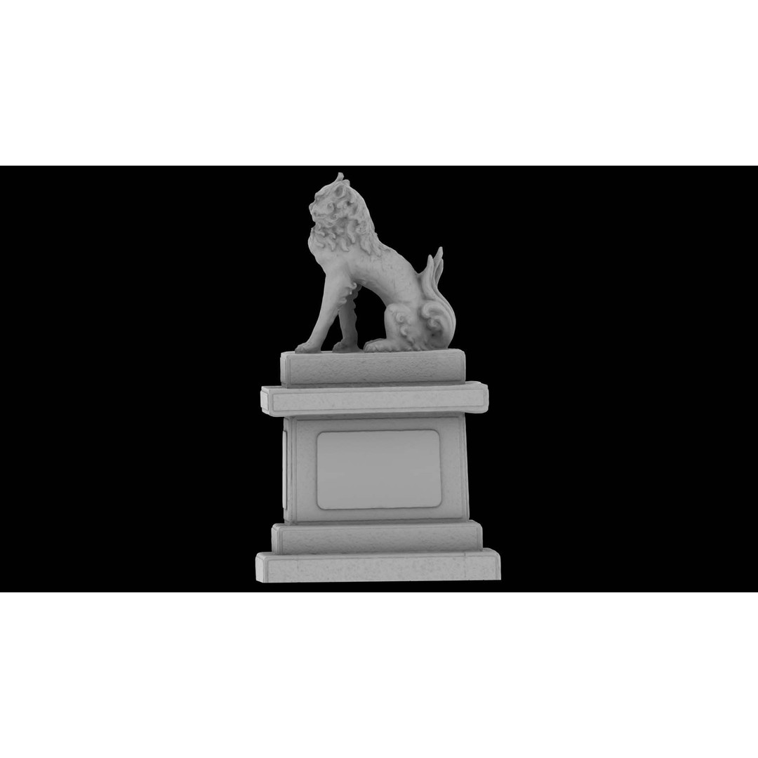 Japanese Animal Statue 3D Model – Photorealistic Stone Creature, FBX - View 24