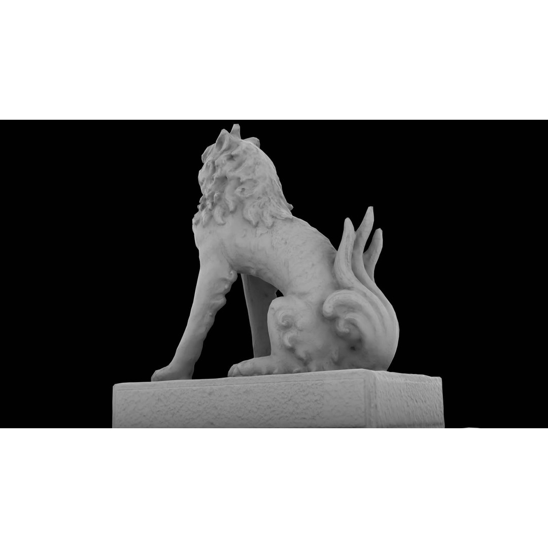 Japanese Animal Statue 3D Model – Photorealistic Stone Creature, FBX - View 26