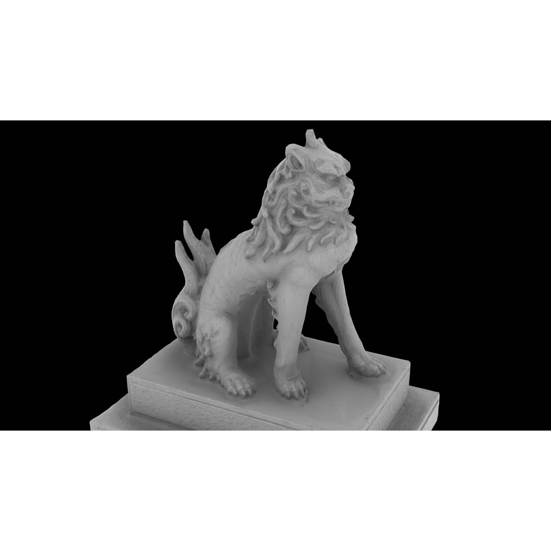 Japanese Animal Statue 3D Model – Photorealistic Stone Creature, FBX - View 27