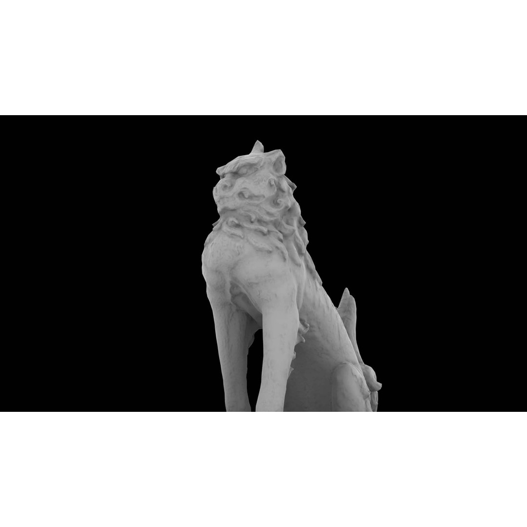 Japanese Animal Statue 3D Model – Photorealistic Stone Creature, FBX - View 28