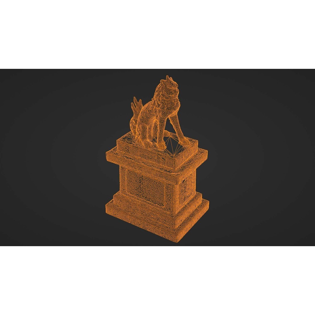 Japanese Animal Statue 3D Model – Photorealistic Stone Creature, FBX - View 29