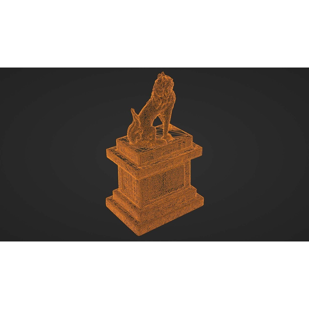 Japanese Animal Statue 3D Model – Photorealistic Stone Creature, FBX - View 30