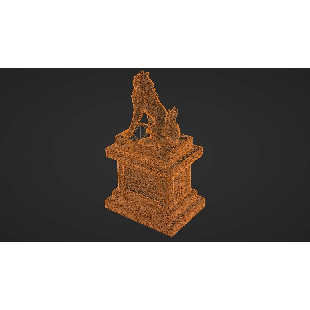 Japanese Animal Statue 3D Model – Photorealistic Stone Creature, FBX - View 31