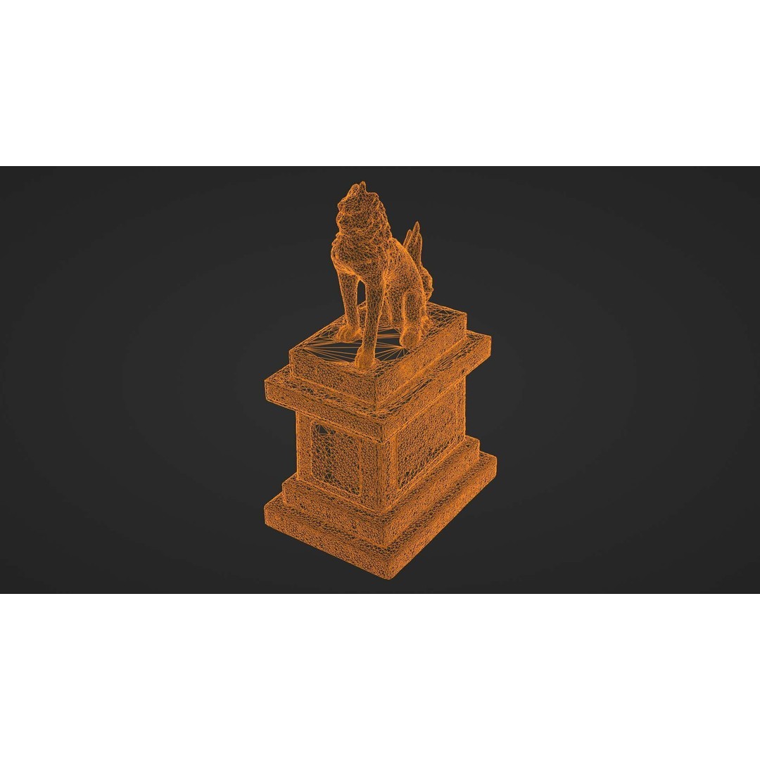 Japanese Animal Statue 3D Model – Photorealistic Stone Creature, FBX - View 32