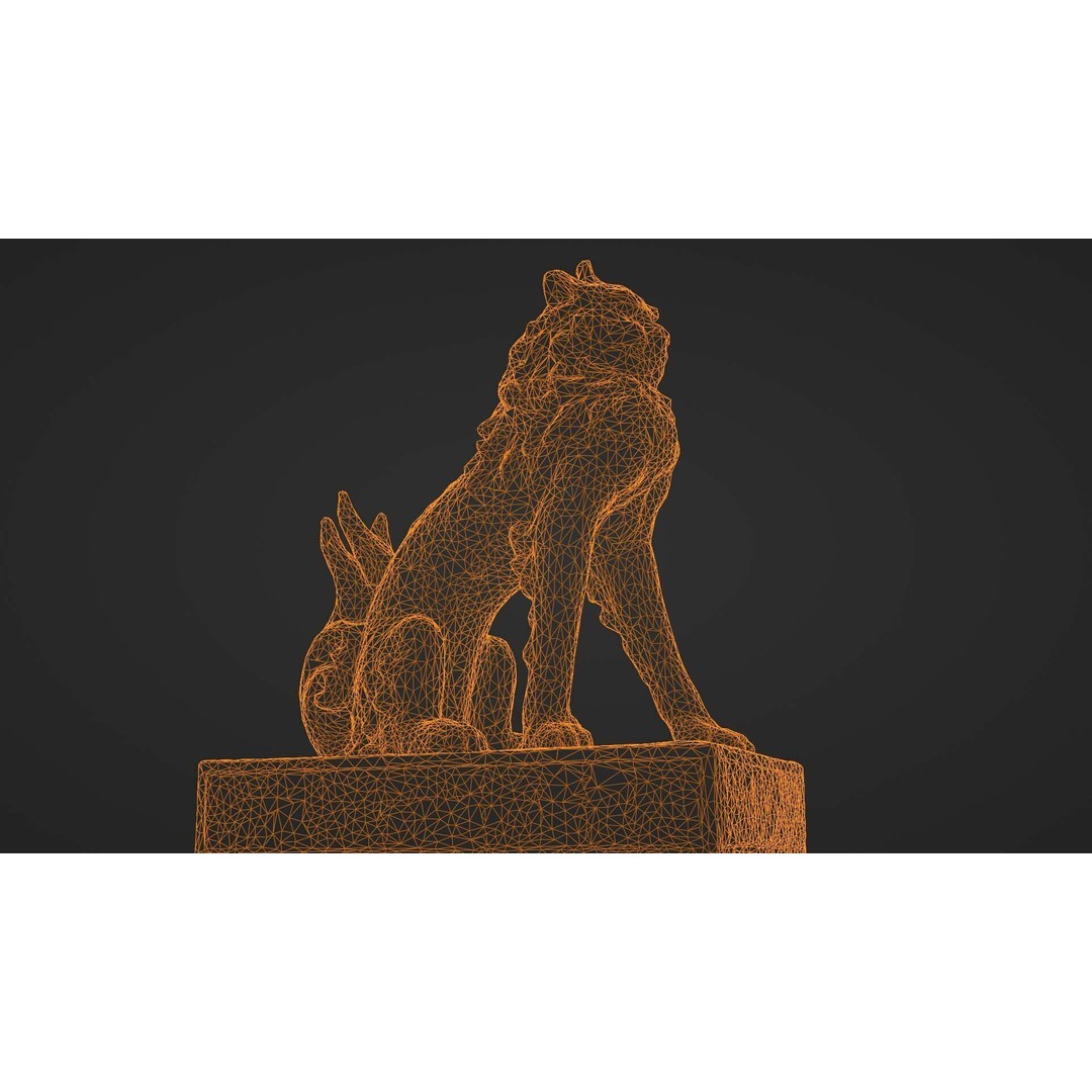Japanese Animal Statue 3D Model – Photorealistic Stone Creature, FBX - View 33