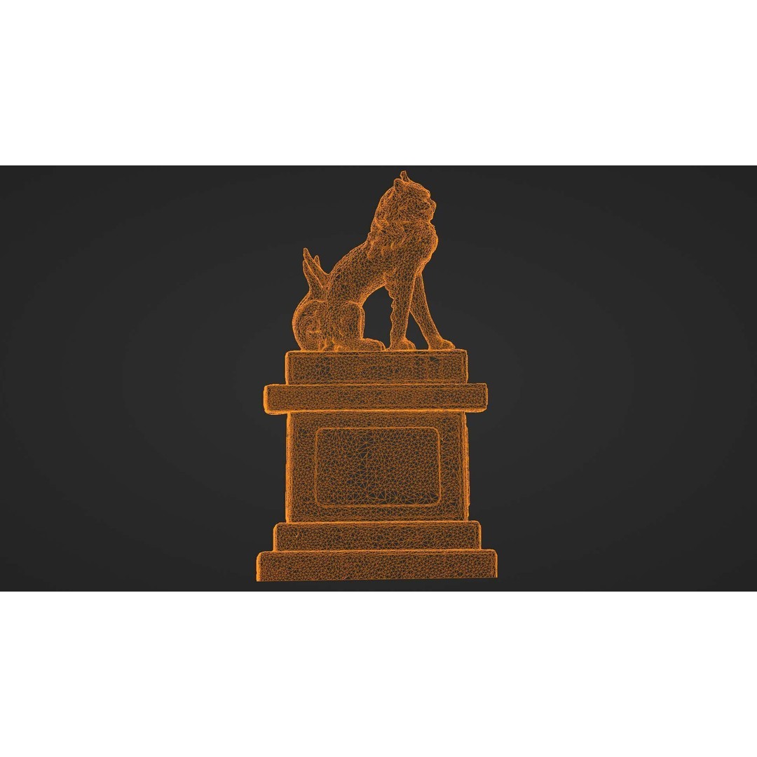 Japanese Animal Statue 3D Model – Photorealistic Stone Creature, FBX - View 35