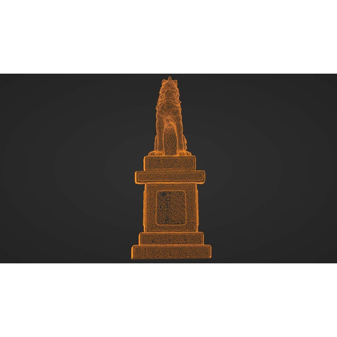 Japanese Animal Statue 3D Model – Photorealistic Stone Creature, FBX - View 36