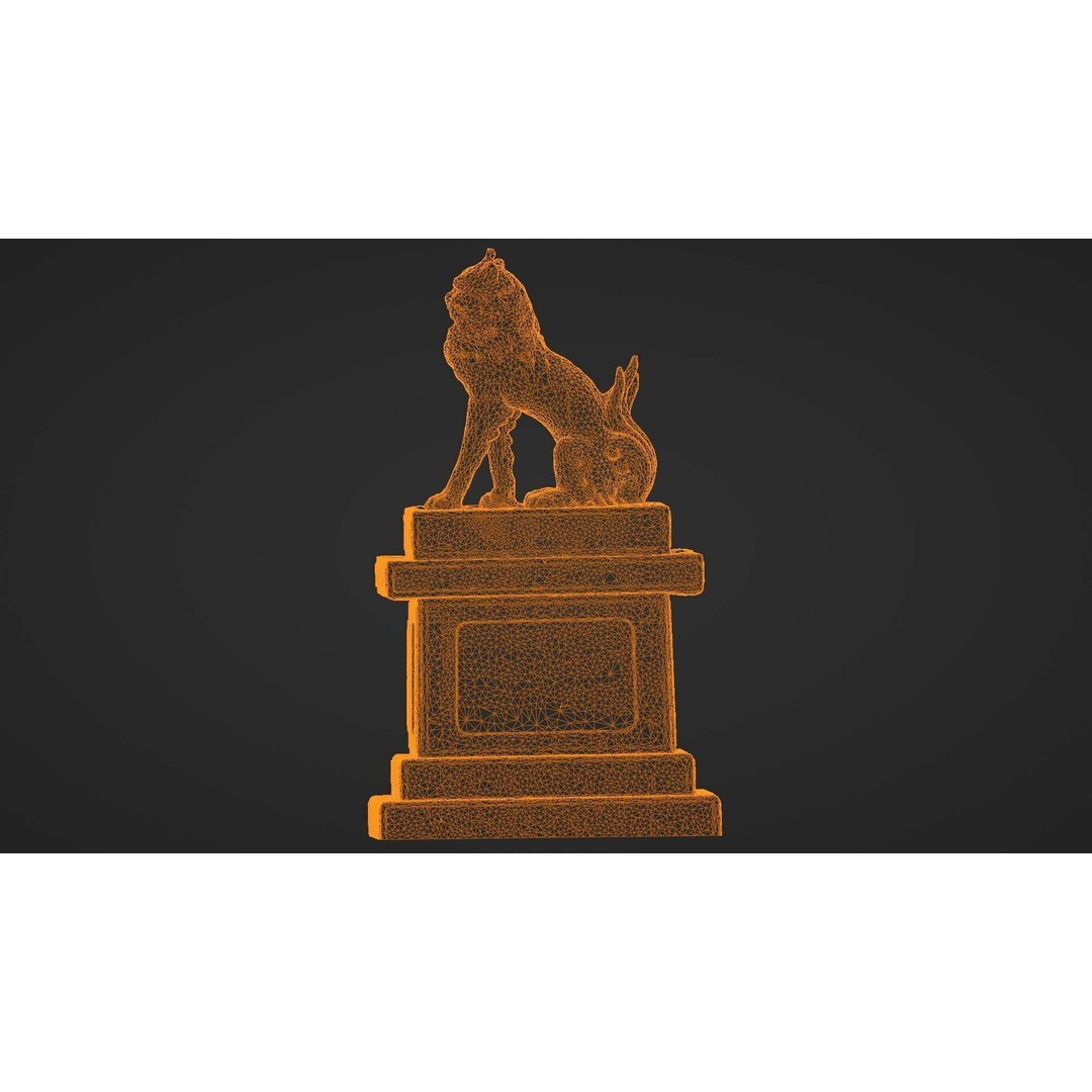 Japanese Animal Statue 3D Model – Photorealistic Stone Creature, FBX - View 37