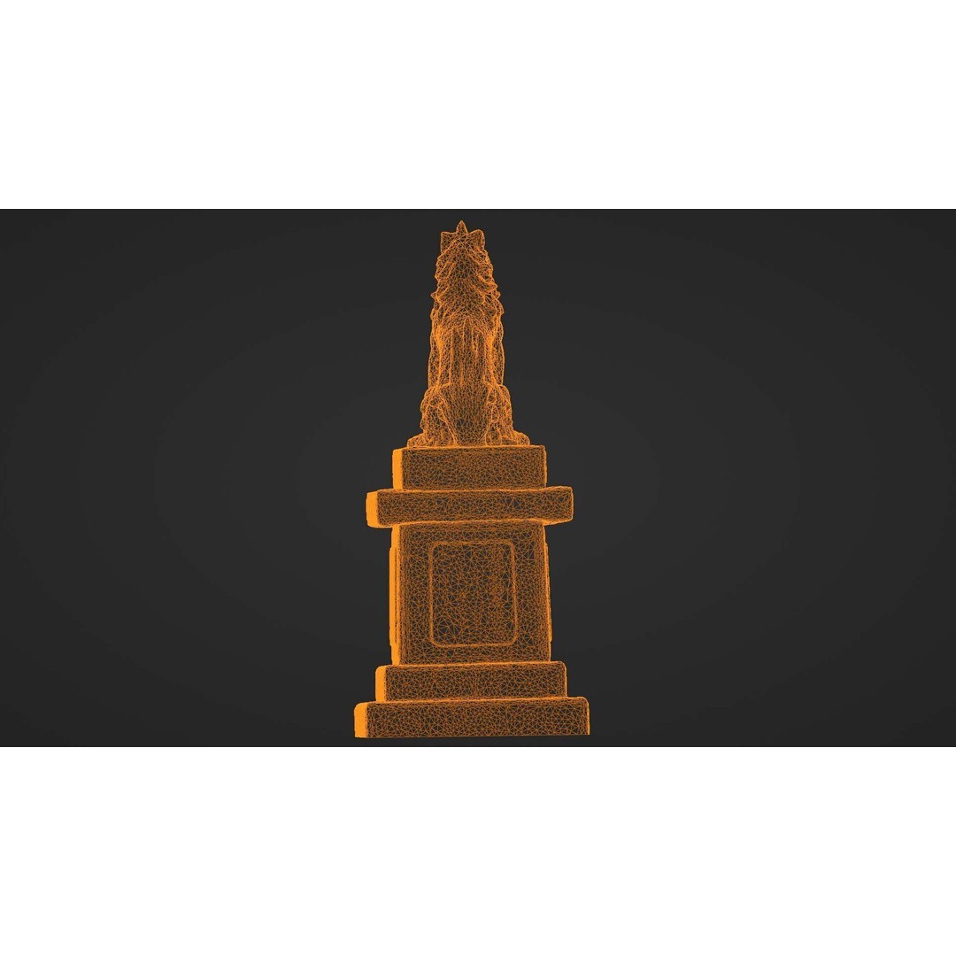 Japanese Animal Statue 3D Model – Photorealistic Stone Creature, FBX - View 38
