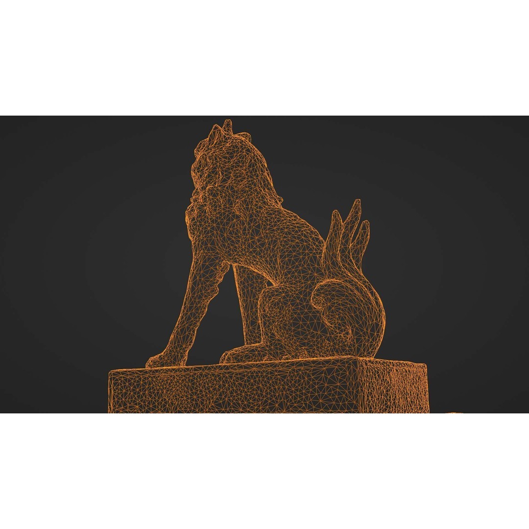 Japanese Animal Statue 3D Model – Photorealistic Stone Creature, FBX - View 39