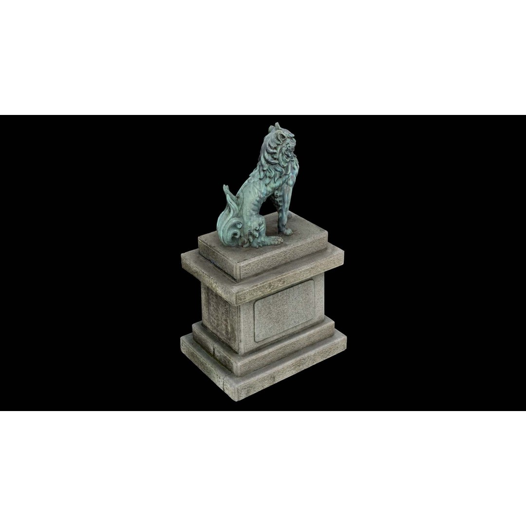 Japanese Animal Statue 3D Model – Photorealistic Stone Creature, FBX - View 4