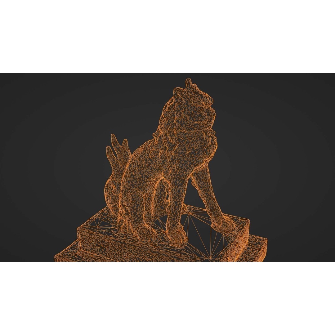 Japanese Animal Statue 3D Model – Photorealistic Stone Creature, FBX - View 40
