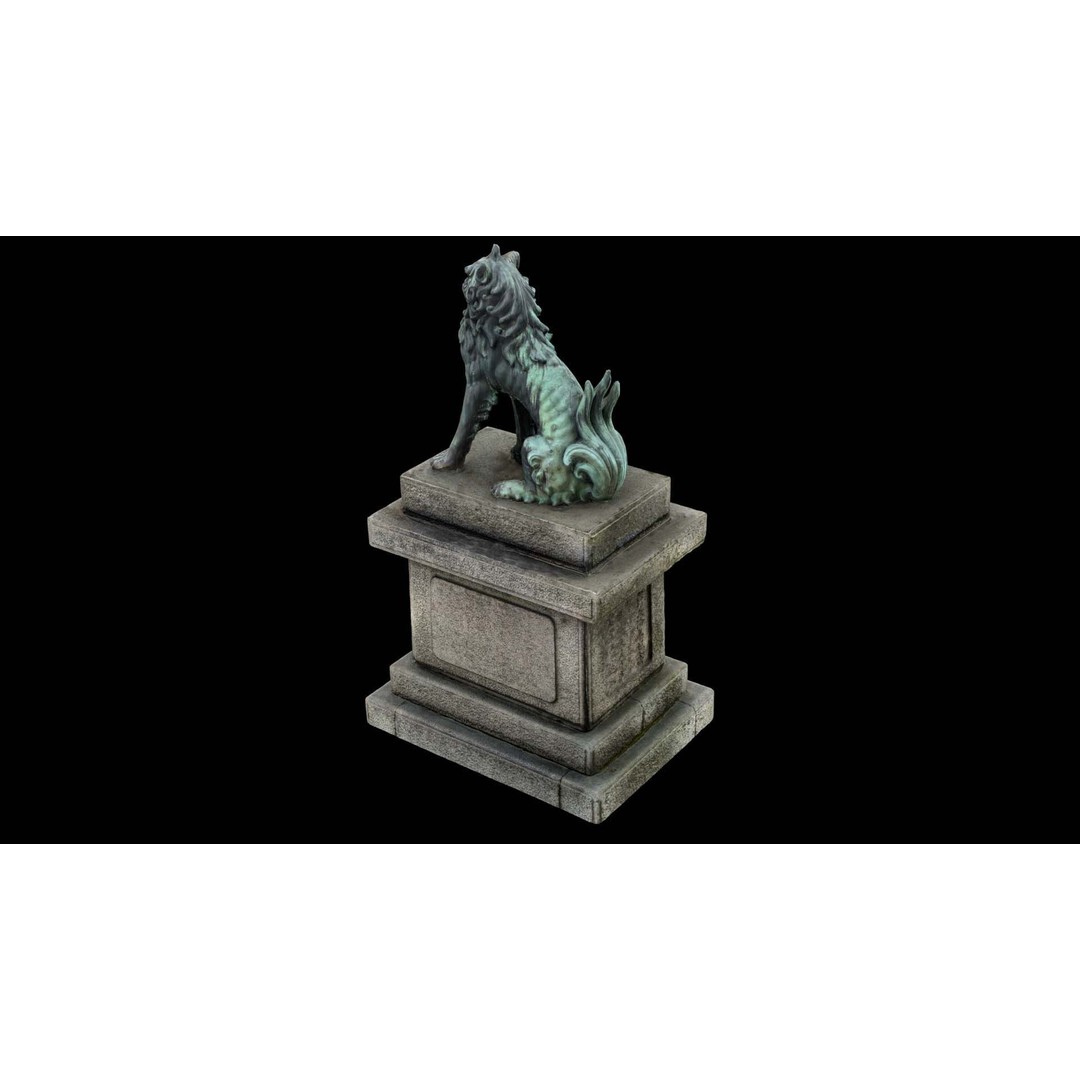 Japanese Animal Statue 3D Model – Photorealistic Stone Creature, FBX - View 5
