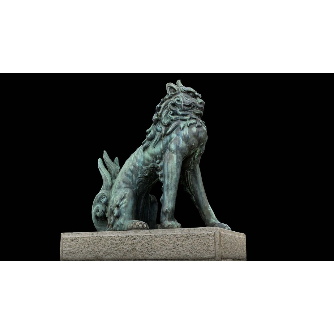 Japanese Animal Statue 3D Model – Photorealistic Stone Creature, FBX - View 7