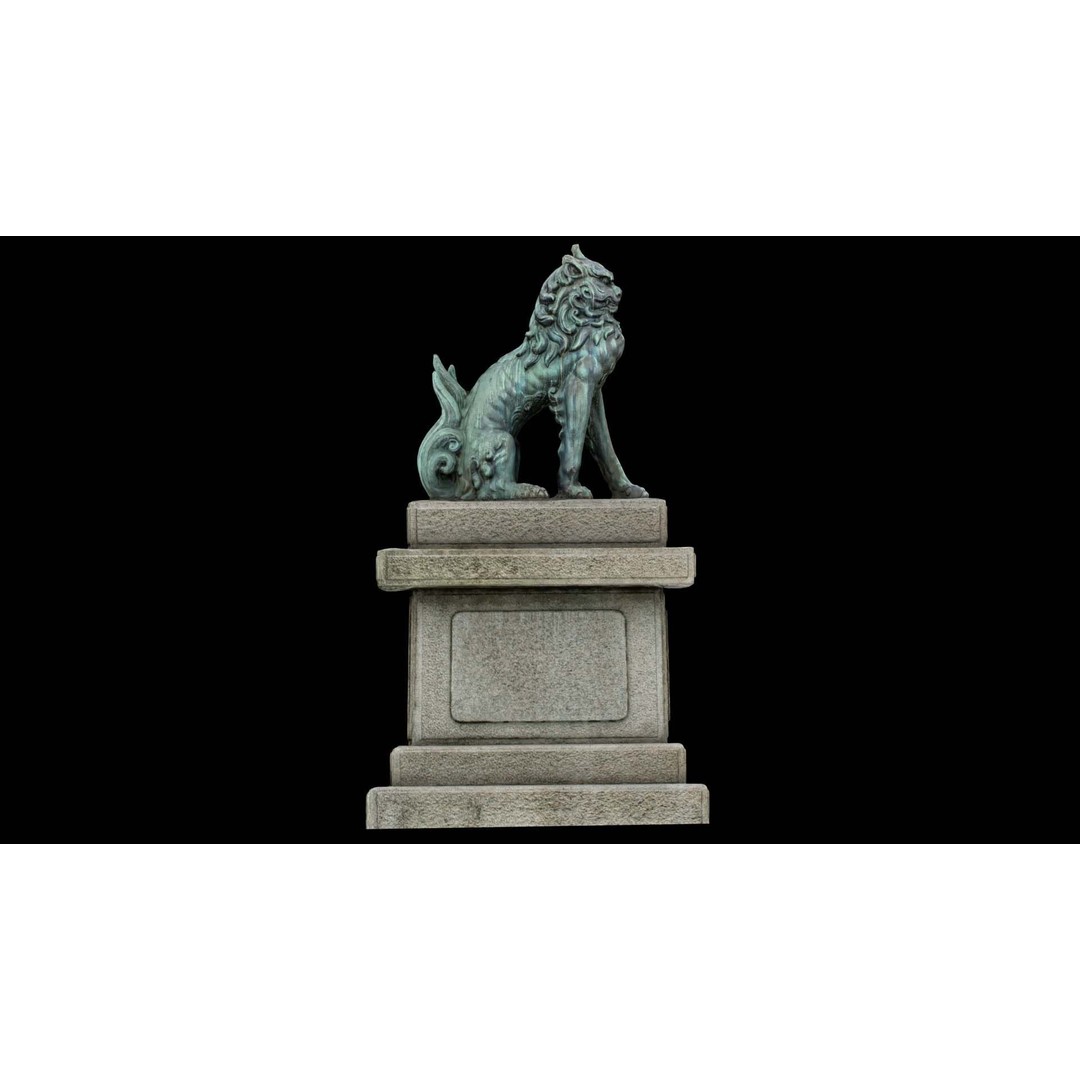 Japanese Animal Statue 3D Model – Photorealistic Stone Creature, FBX - View 9