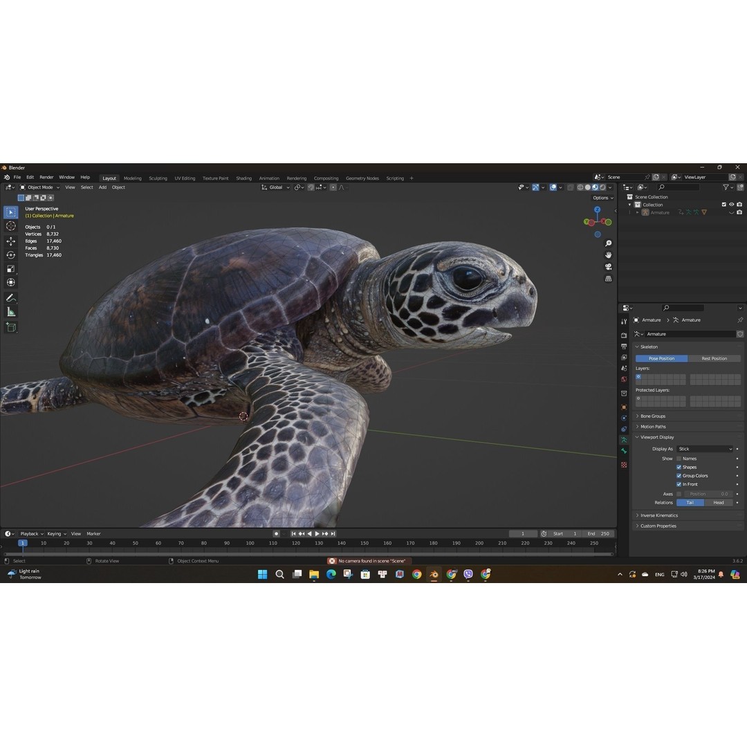 Turtle 3D Model – Animated Rigged Character with PBR Textures, FBX - View 21