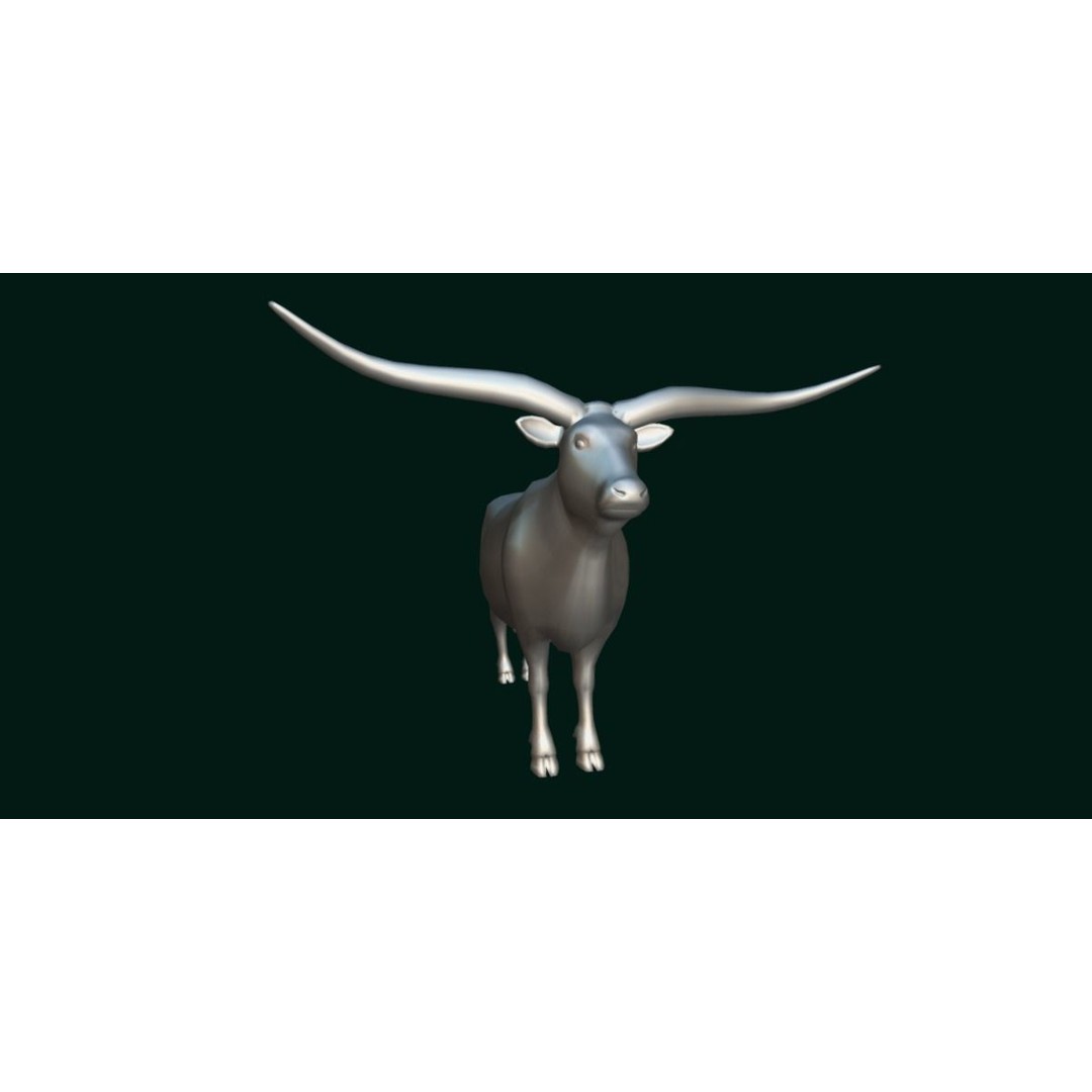 Texas Longhorn Cattle 3D Model – Low Poly Game Asset, FBX, PBR - View 10