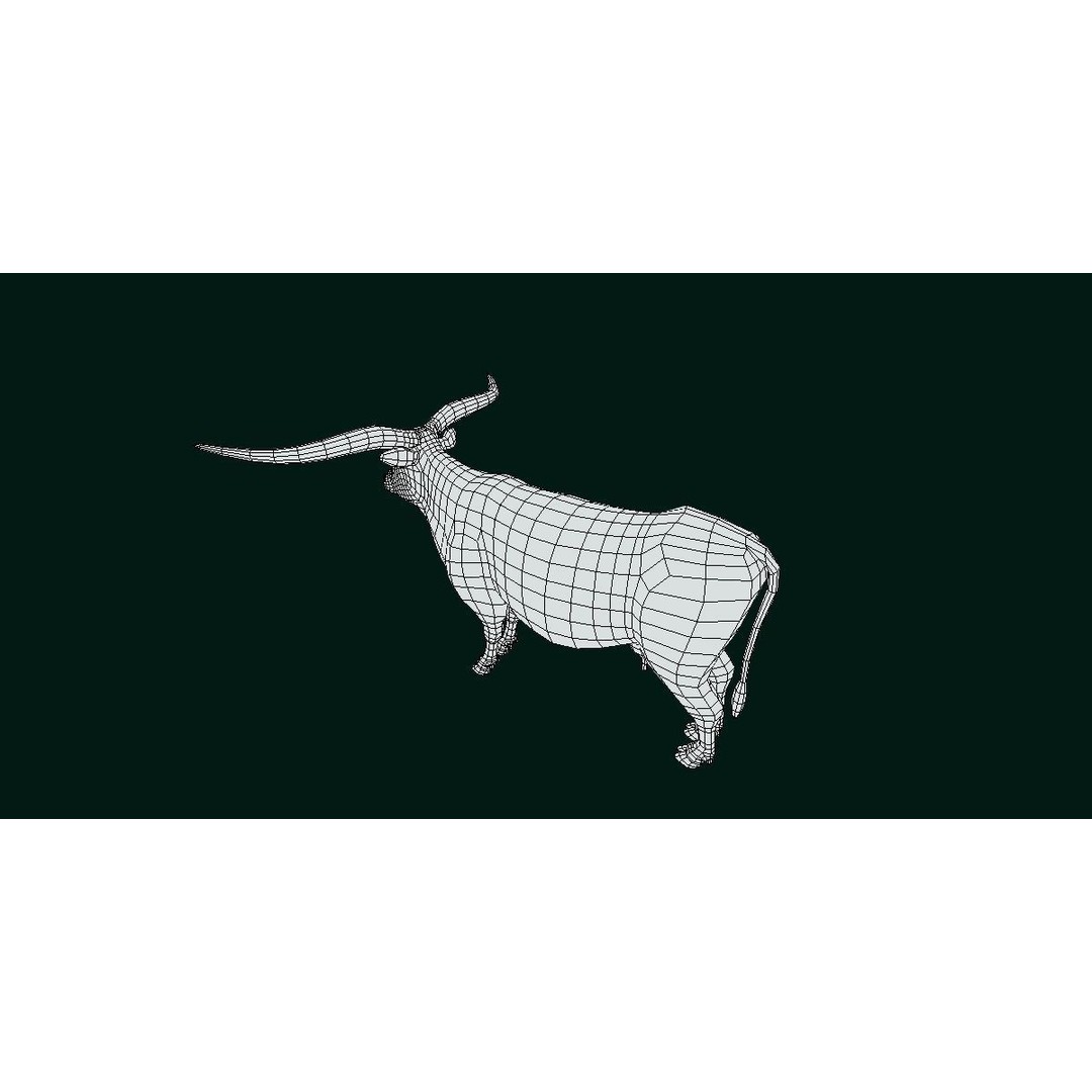 Texas Longhorn Cattle 3D Model – Low Poly Game Asset, FBX, PBR - View 13