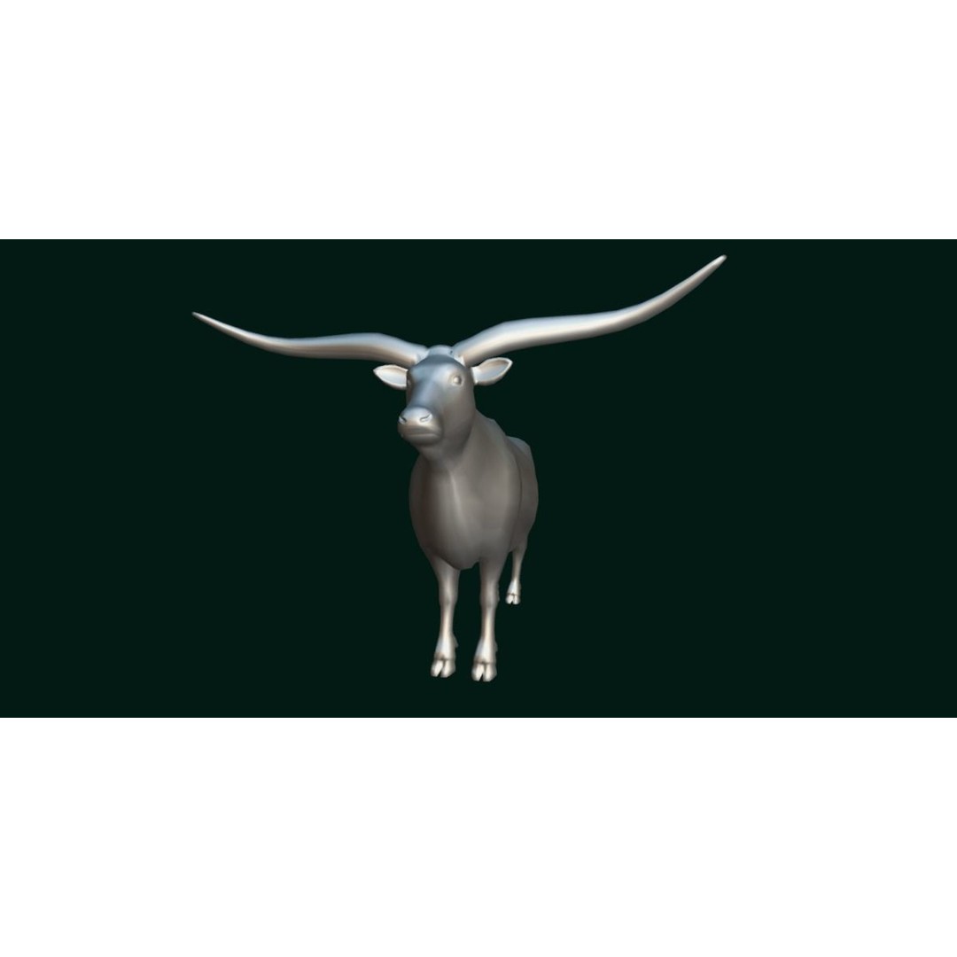 Texas Longhorn Cattle 3D Model – Low Poly Game Asset, FBX, PBR - View 8