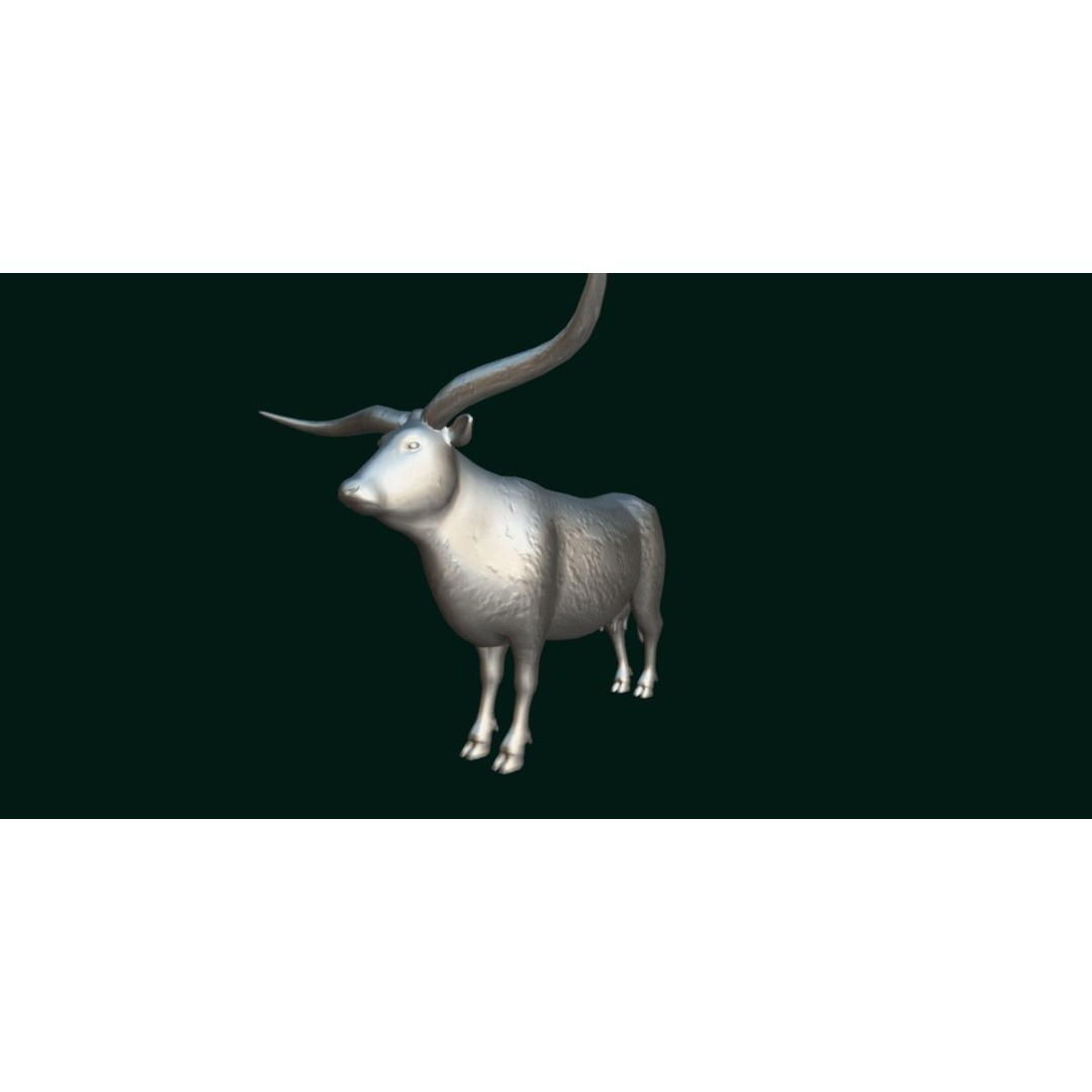 Texas Longhorn Cattle 3D Model – Low Poly Game Asset, FBX, PBR - View 9
