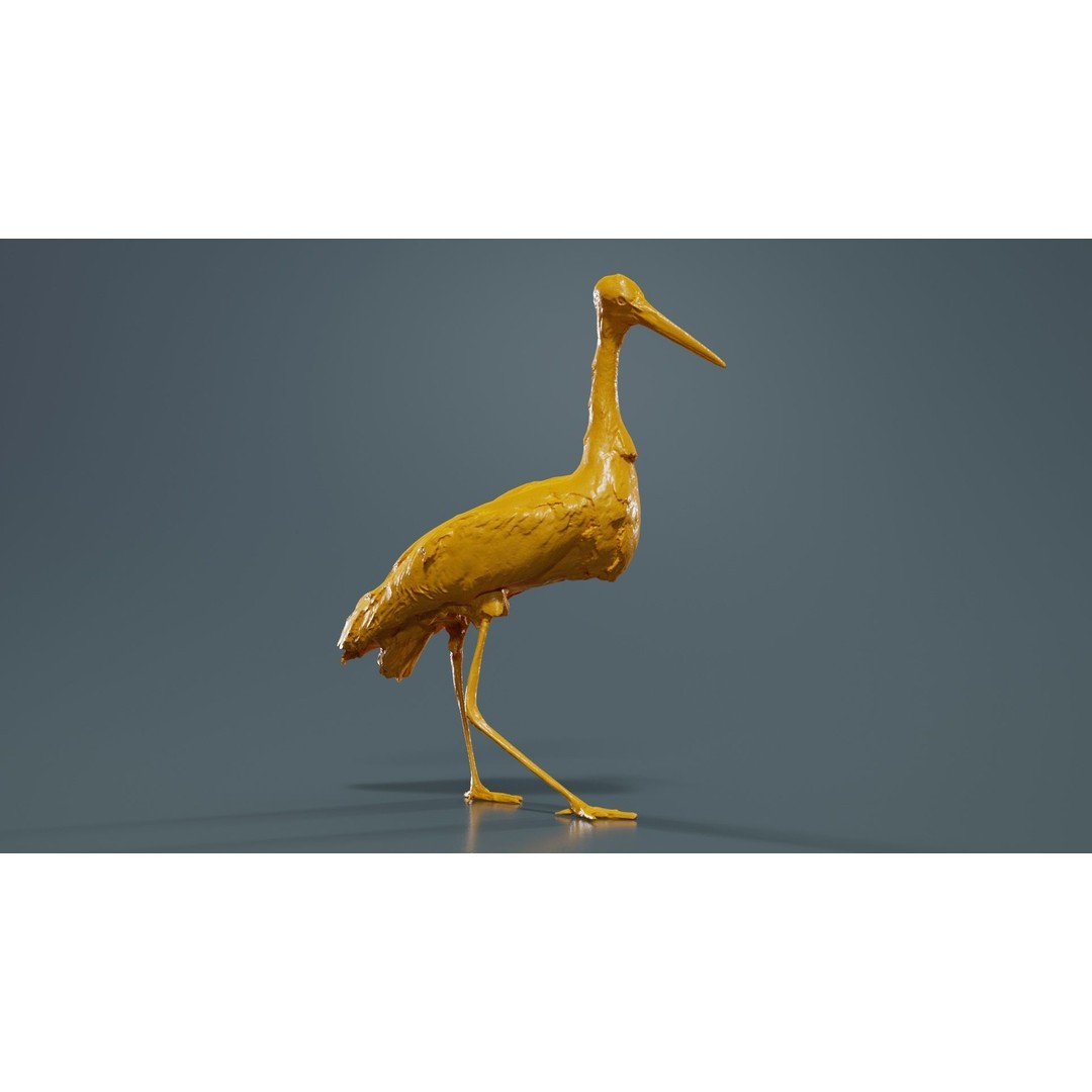 White Stork 3D Model – Low Poly Game Asset, FBX, PBR Textures - View 14