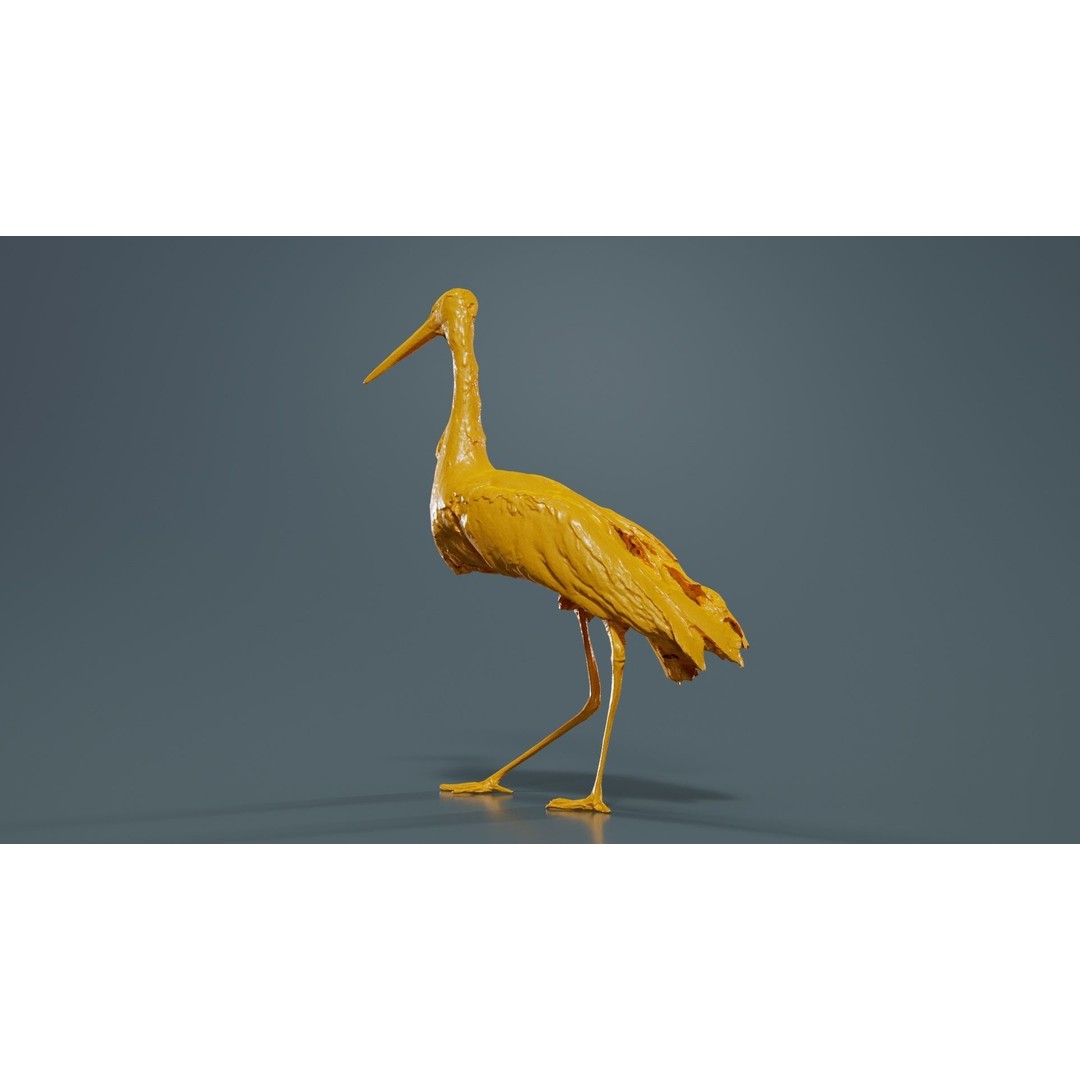 White Stork 3D Model – Low Poly Game Asset, FBX, PBR Textures - View 15