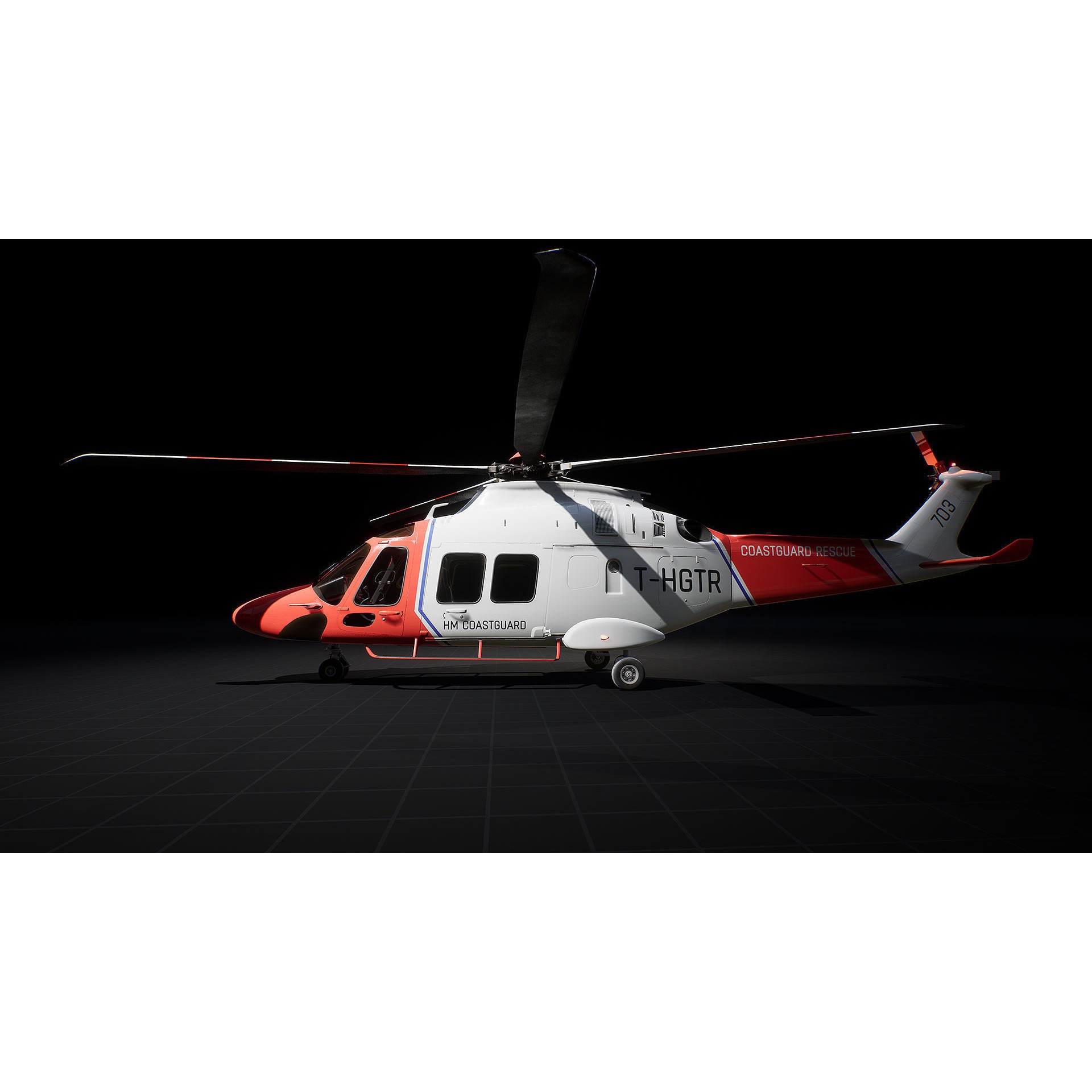 Helicopter AW169 - Low-Poly Game-Ready 3D Model - View 22