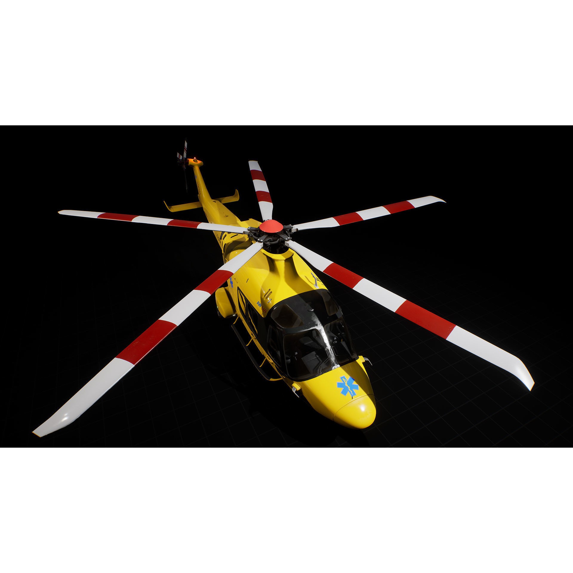Helicopter AW169 - Low-Poly Game-Ready 3D Model - View 3