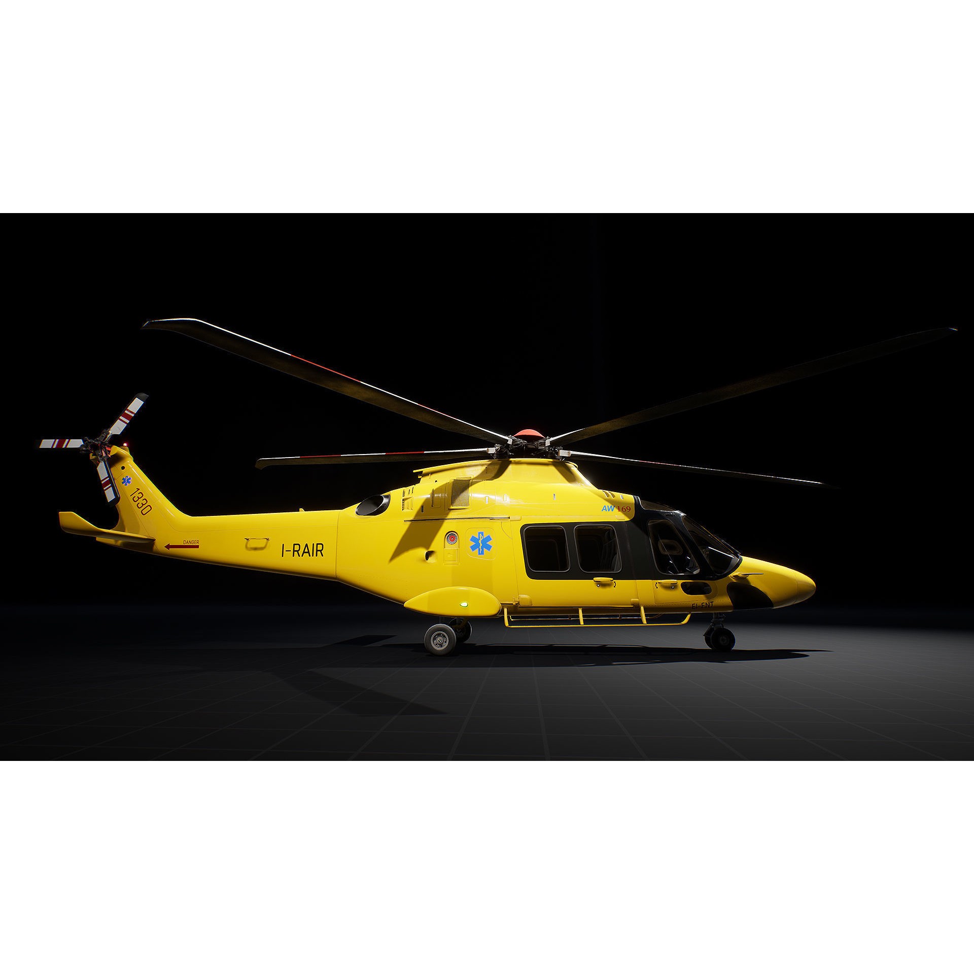 Helicopter AW169 - Low-Poly Game-Ready 3D Model - View 4