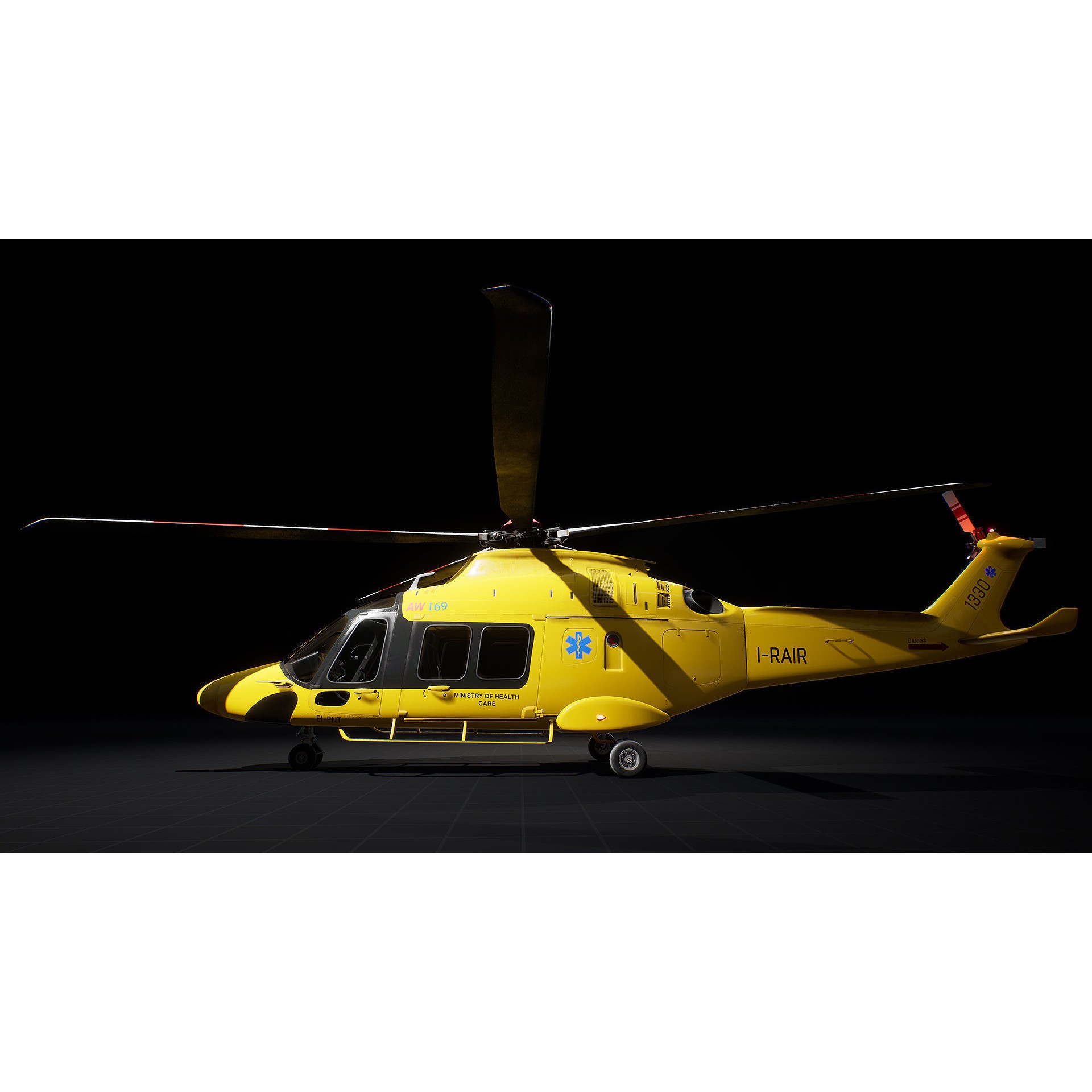 Helicopter AW169 - Low-Poly Game-Ready 3D Model - View 8
