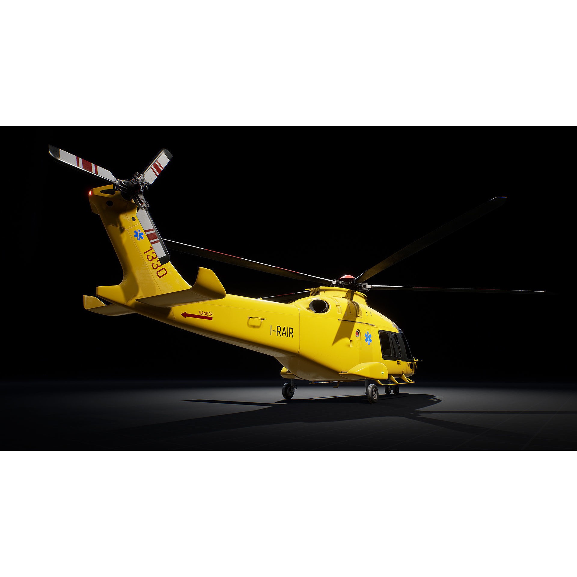 Helicopter AW169 - Low-Poly Game-Ready 3D Model - View 9