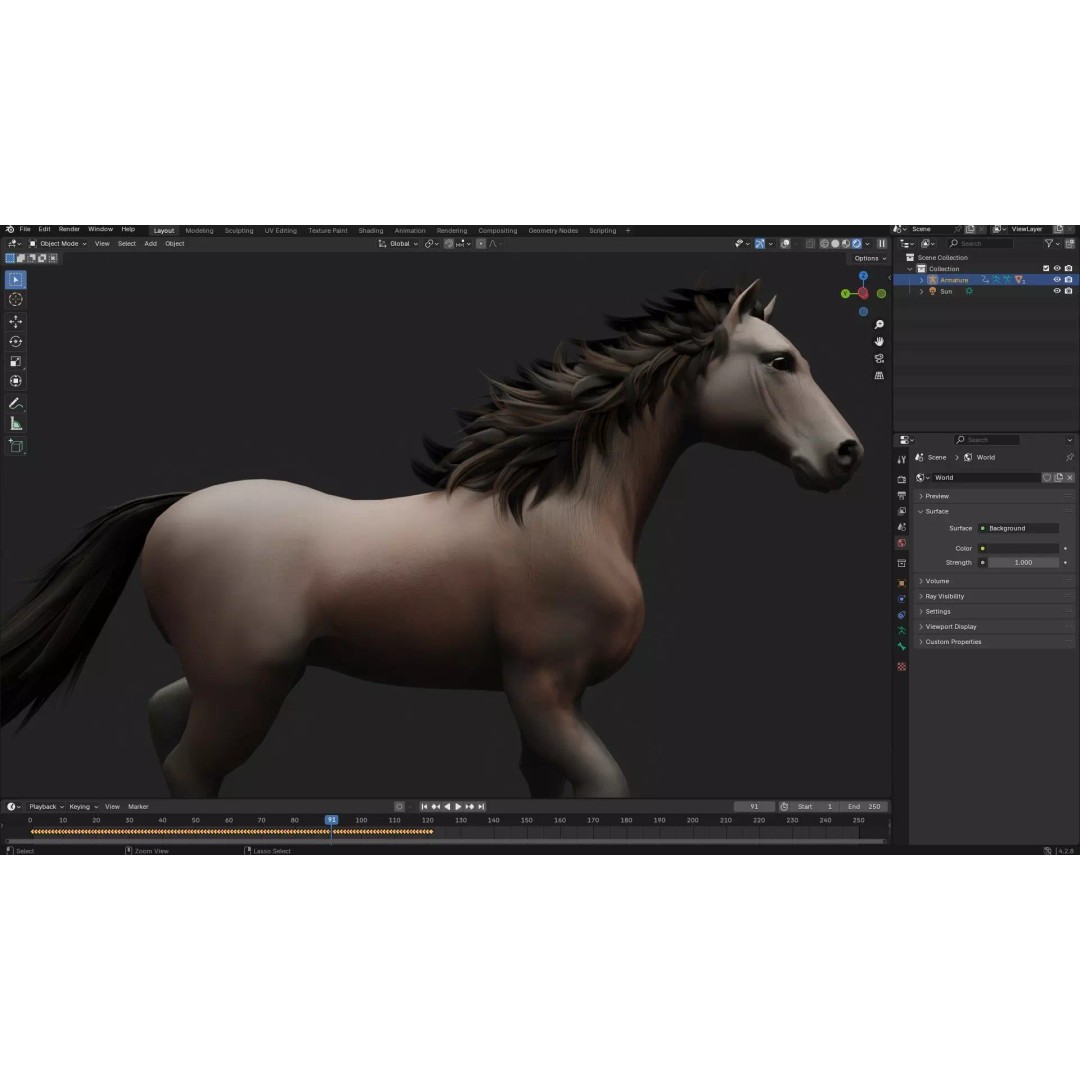 Horse 3D Model – Rigged PBR Animated Asset for Games & Animation